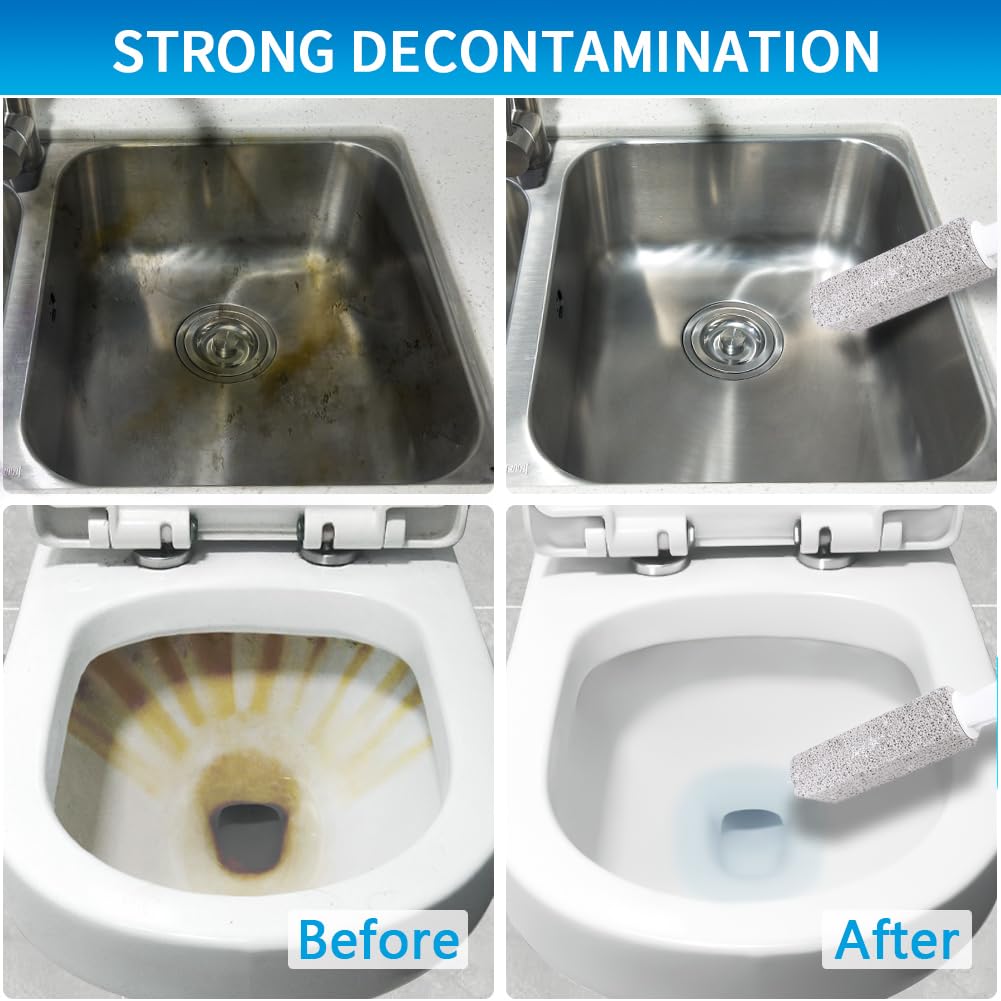 Pumice Stone for Toilet Bowl Cleaning with Stick Handle Pack of 2 | Eco Friendly