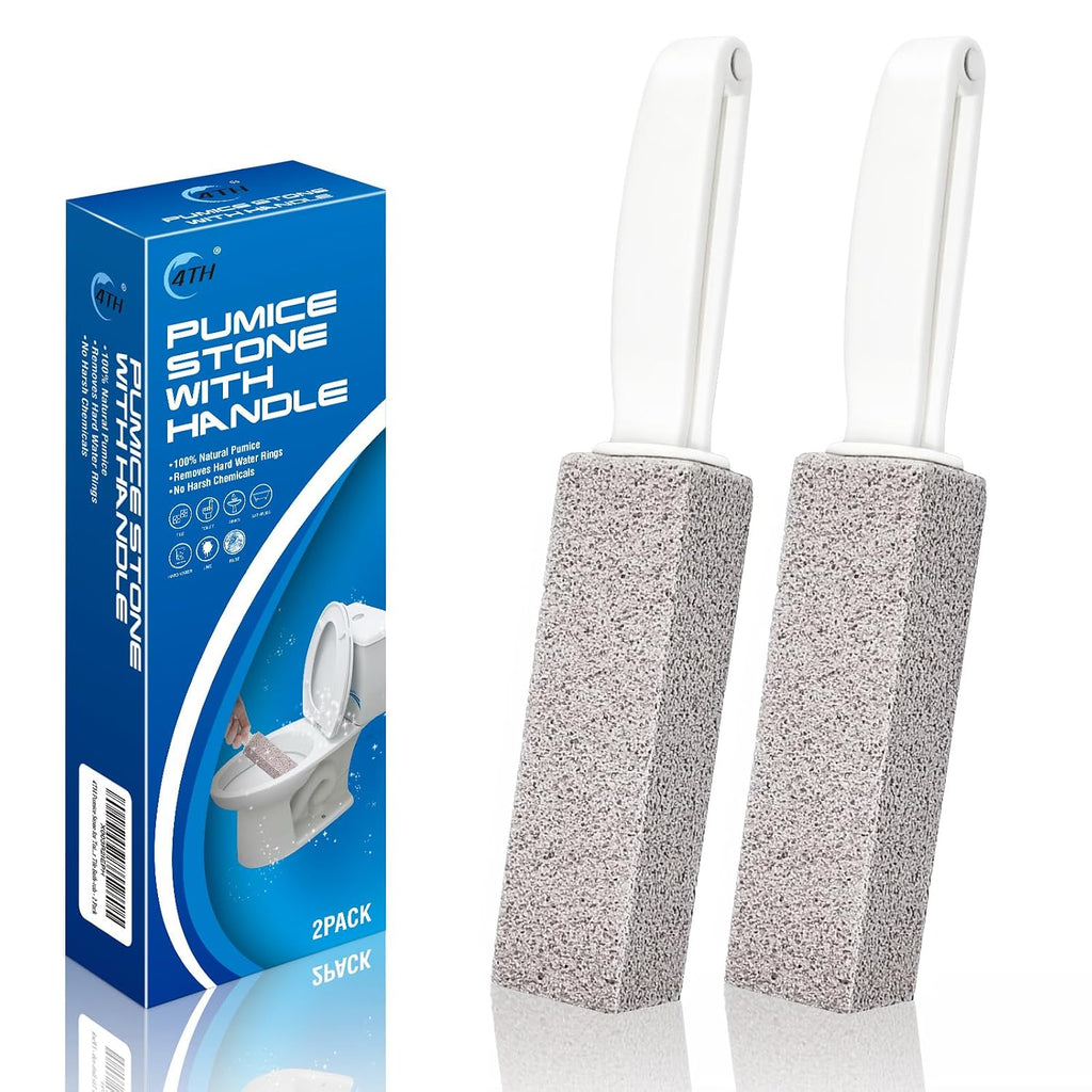 Pumice Stone for Toilet Bowl Cleaning with Stick Handle Pack of 2 | Eco Friendly