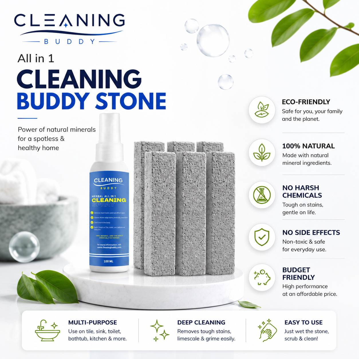 Pumice stone and Spray for Toilet Bowl Cleaner for Toilet Cleaner 6 Pack | Eco Friendly