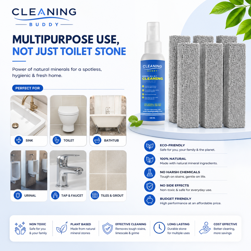 Pumice stone and Spray for Toilet Bowl Cleaner for Toilet Cleaner 6 Pack | Eco Friendly